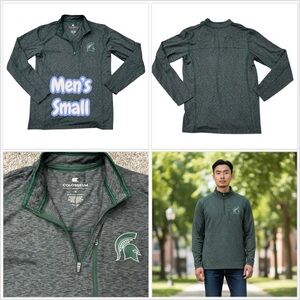 Men’s Michigan State Small 1/4 Quarter Zip Heather Gray Shirt Top Long Sleeve